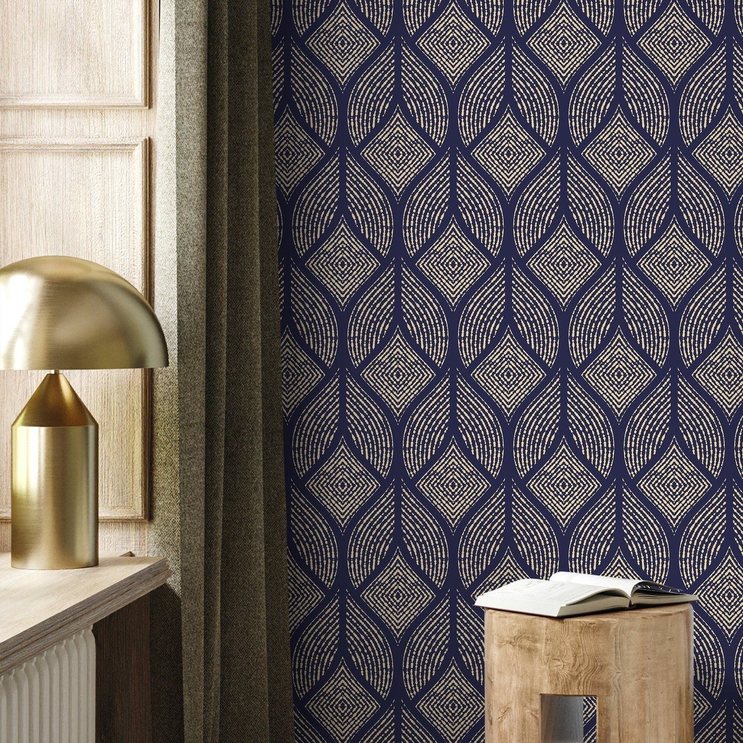 Navy Teardrop Patterns Wallpaper - A424 - WallTrend