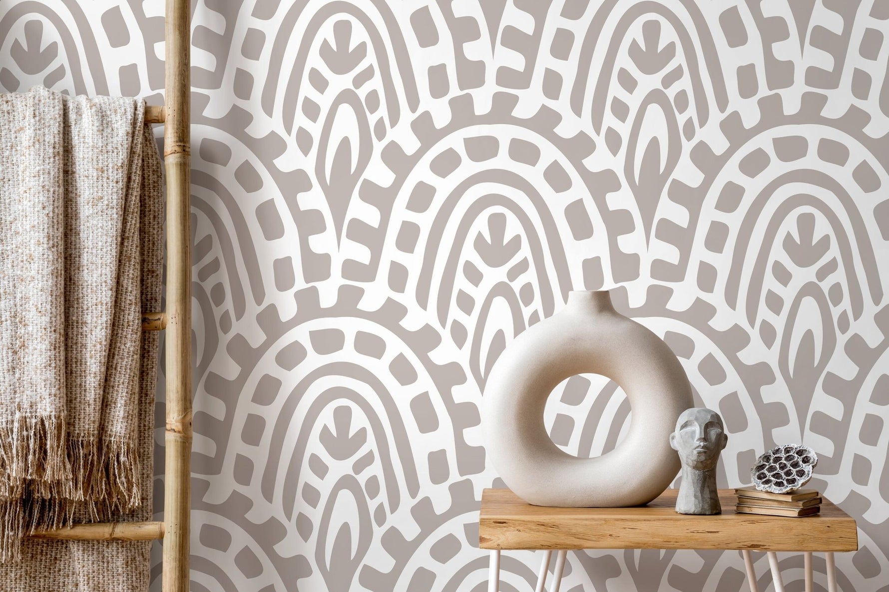 Neutral Abstract Wallpaper / Peel and Stick Wallpaper Removable Wallpaper Home Decor Wall Art Wall Decor Room Decor - D353 - WallTrend