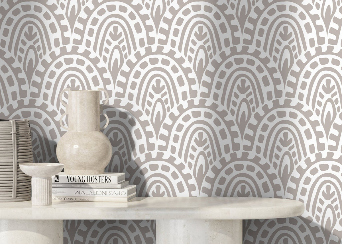 Neutral Abstract Wallpaper / Peel and Stick Wallpaper Removable Wallpaper Home Decor Wall Art Wall Decor Room Decor - D353 - WallTrend