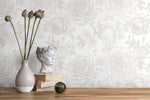 Neutral Boho Roses Wallpaper Boho Peony Wallpaper Peel and Stick Removable Repositionable Burnt Orange Minimalistic - ZACY - WallTrend