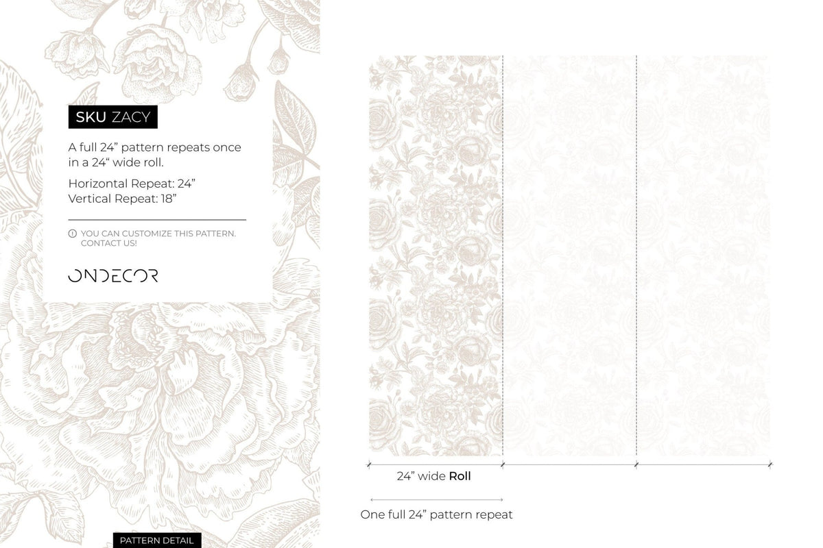 Neutral Boho Roses Wallpaper Boho Peony Wallpaper Peel and Stick Removable Repositionable Burnt Orange Minimalistic - ZACY - WallTrend