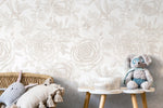 Neutral Boho Roses Wallpaper Boho Peony Wallpaper Peel and Stick Removable Repositionable Burnt Orange Minimalistic - ZACY - WallTrend