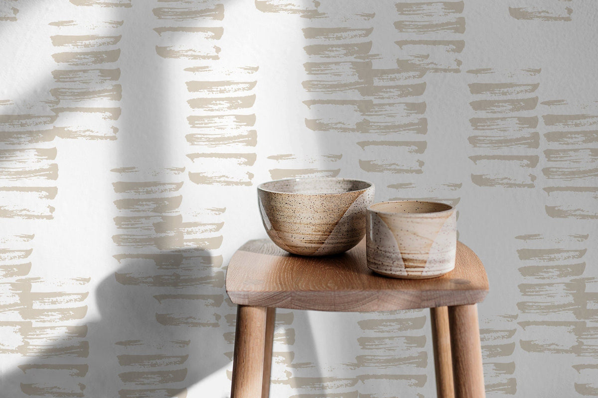Neutral Brush Strokes Wallpaper - B974 - WallTrend