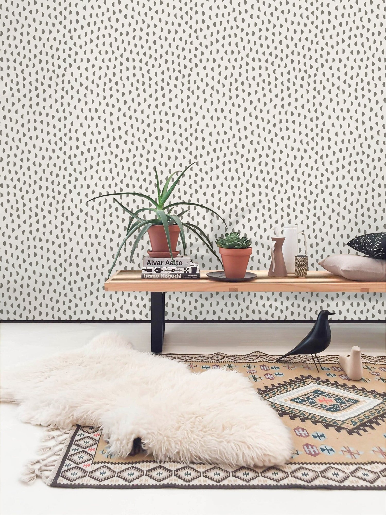Neutral Crescent Moon Pattern Wallpaper - C589 - WallTrend