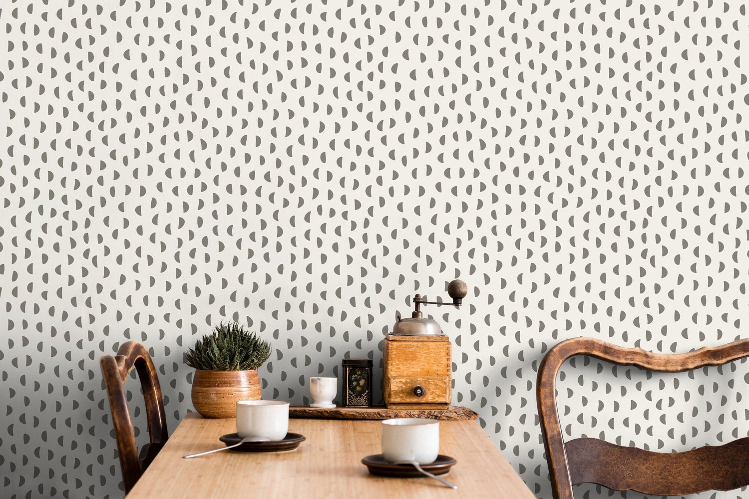 Neutral Crescent Moon Pattern Wallpaper - C589 - WallTrend