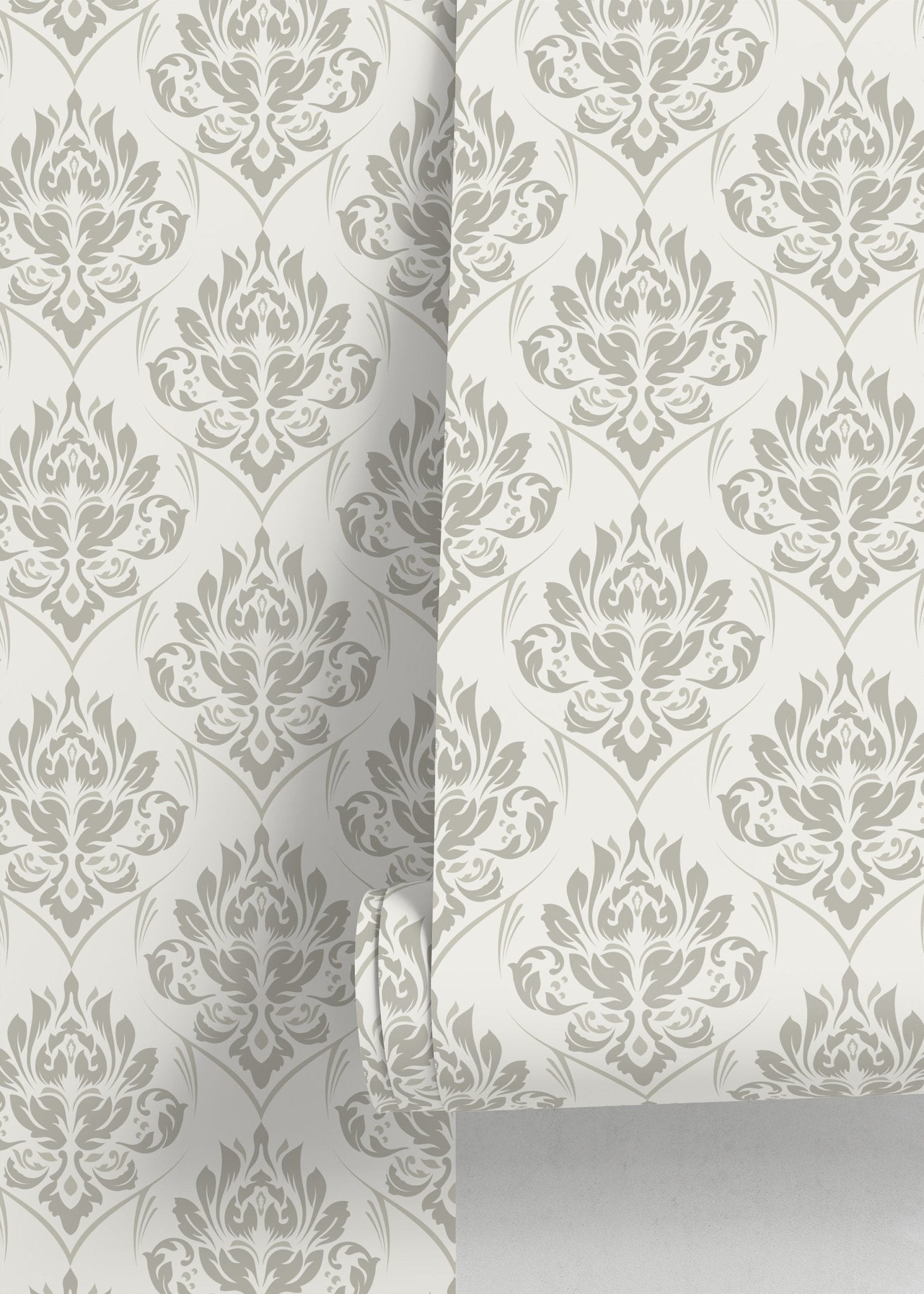 Neutral Damask Wallpaper / Peel and Stick Wallpaper Removable Wallpaper Home Decor Wall Art Wall Decor Room Decor - D229 - WallTrend