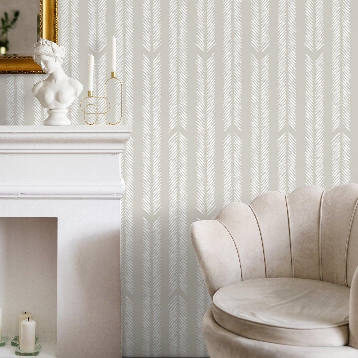 Neutral Herringbone Wallpaper Minimalist Wallpaper Peel and Stick and Traditional Wallpaper - D800 - WallTrend