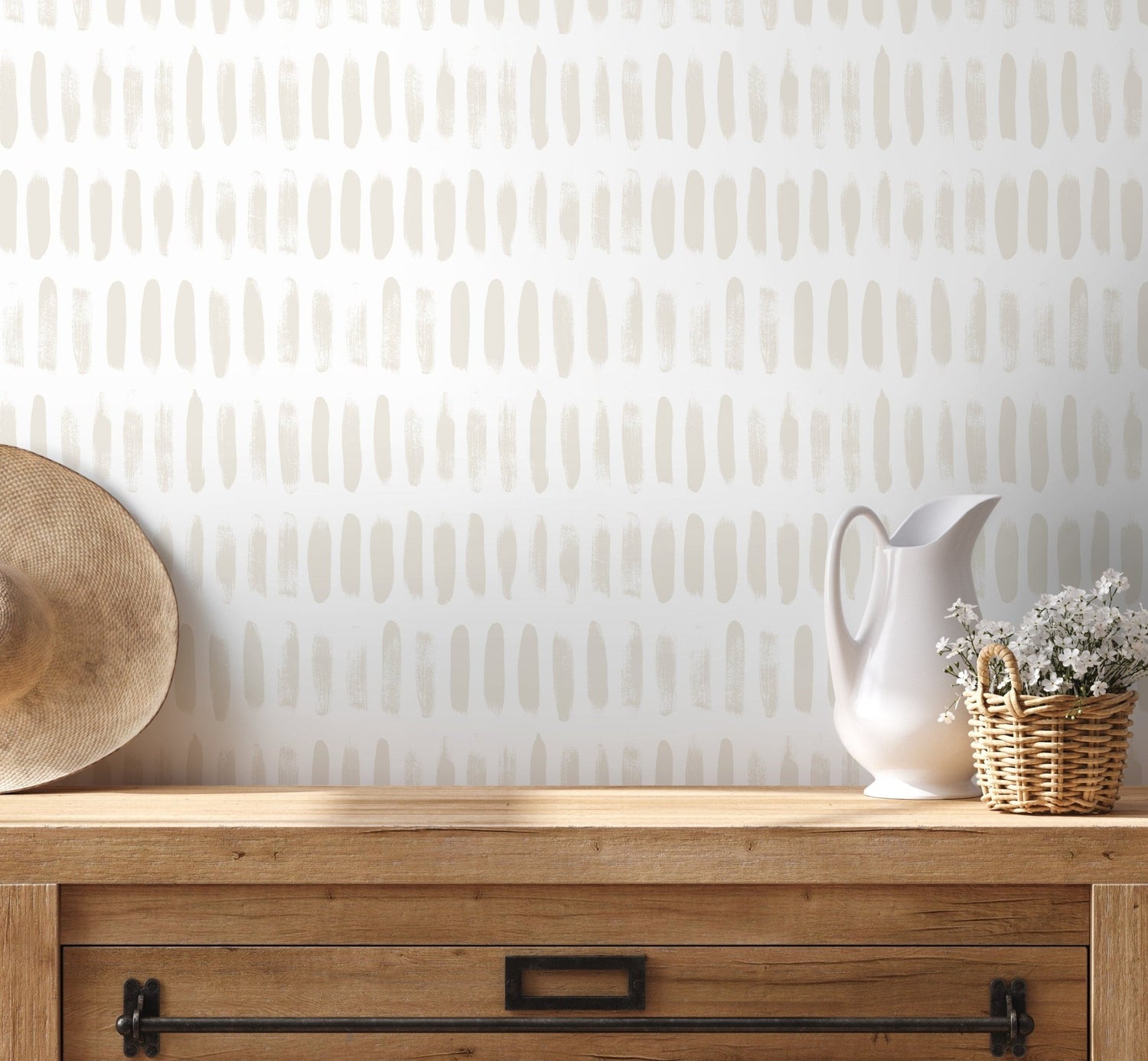 Neutral Paint Brush Dotted in Sand Wallpaper Abstract Removable and Repositionable Peel and Stick or Traditional Pre - pasted Wallpaper - ZADE - WallTrend