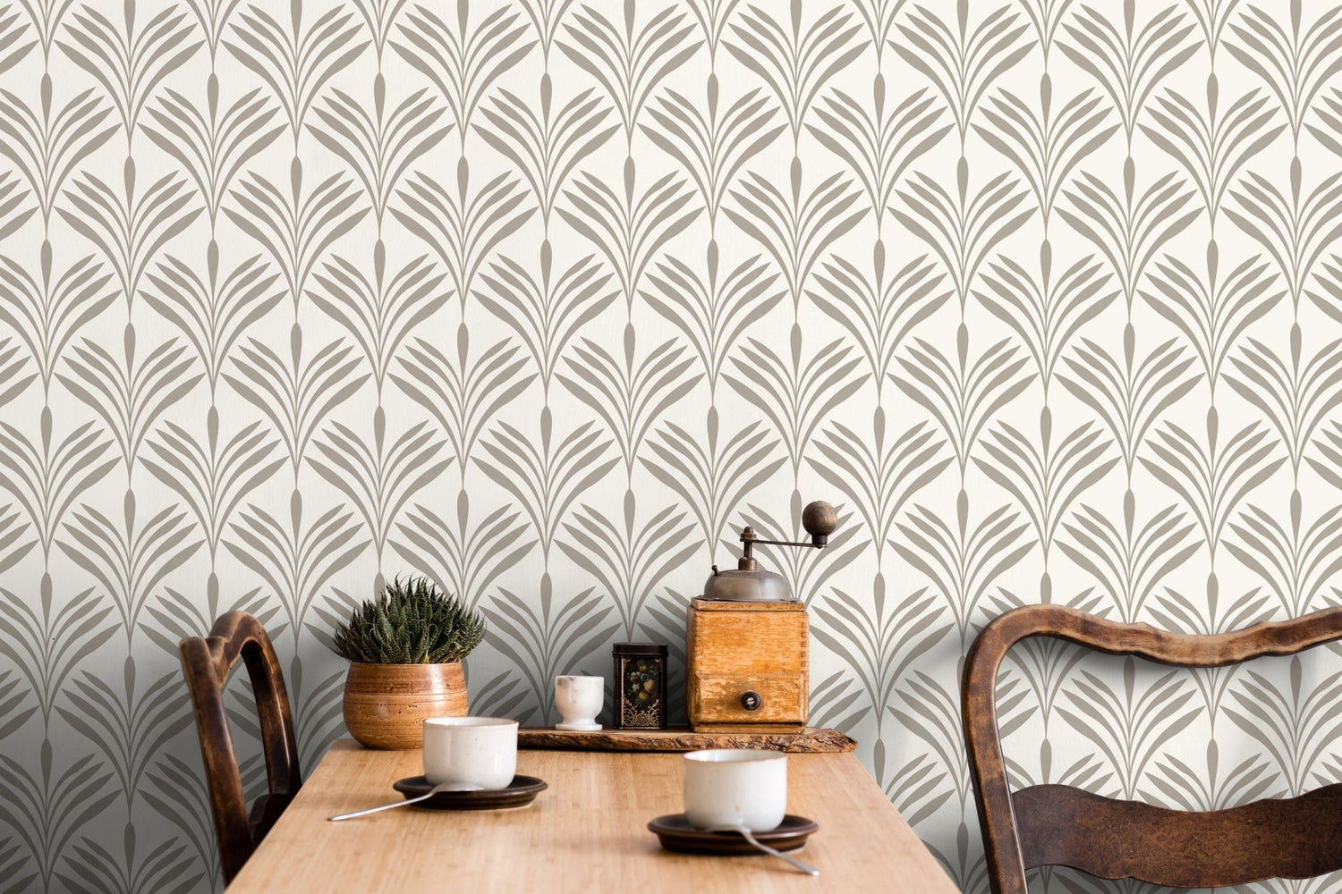 Neutral Palm Fronds Wallpaper - C570 - WallTrend