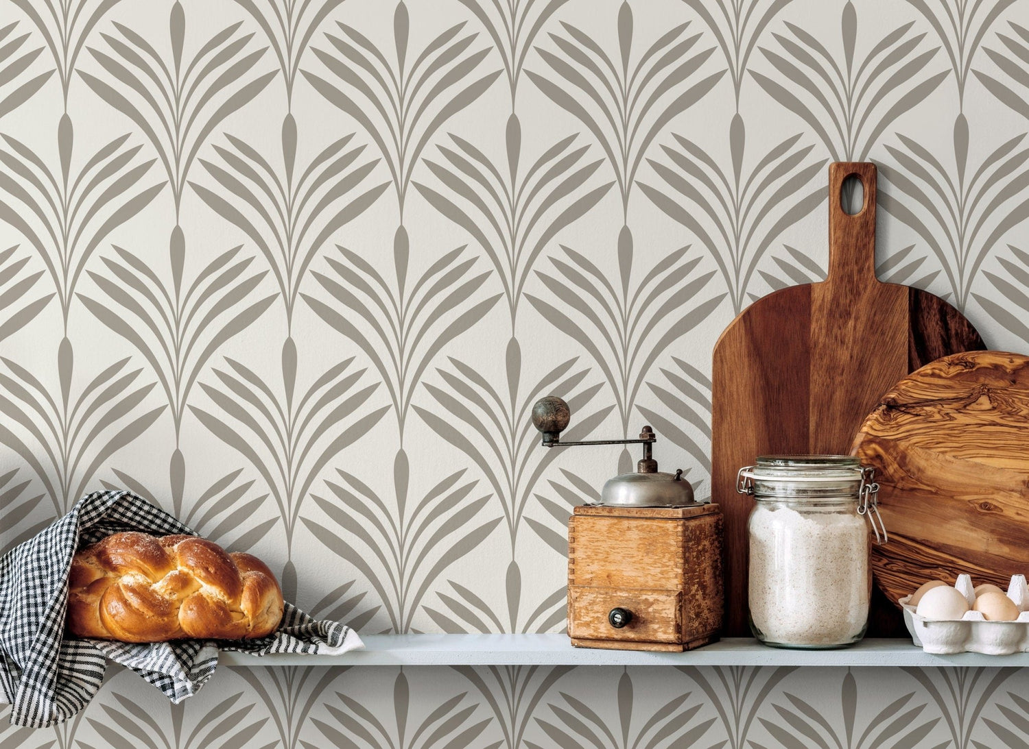 Neutral Palm Fronds Wallpaper - C570 - WallTrend