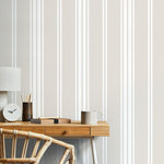 Neutral Striped Wallpaper Farmhouse Wallpaper Peel and Stick and Traditional Wallpaper - D782 - WallTrend