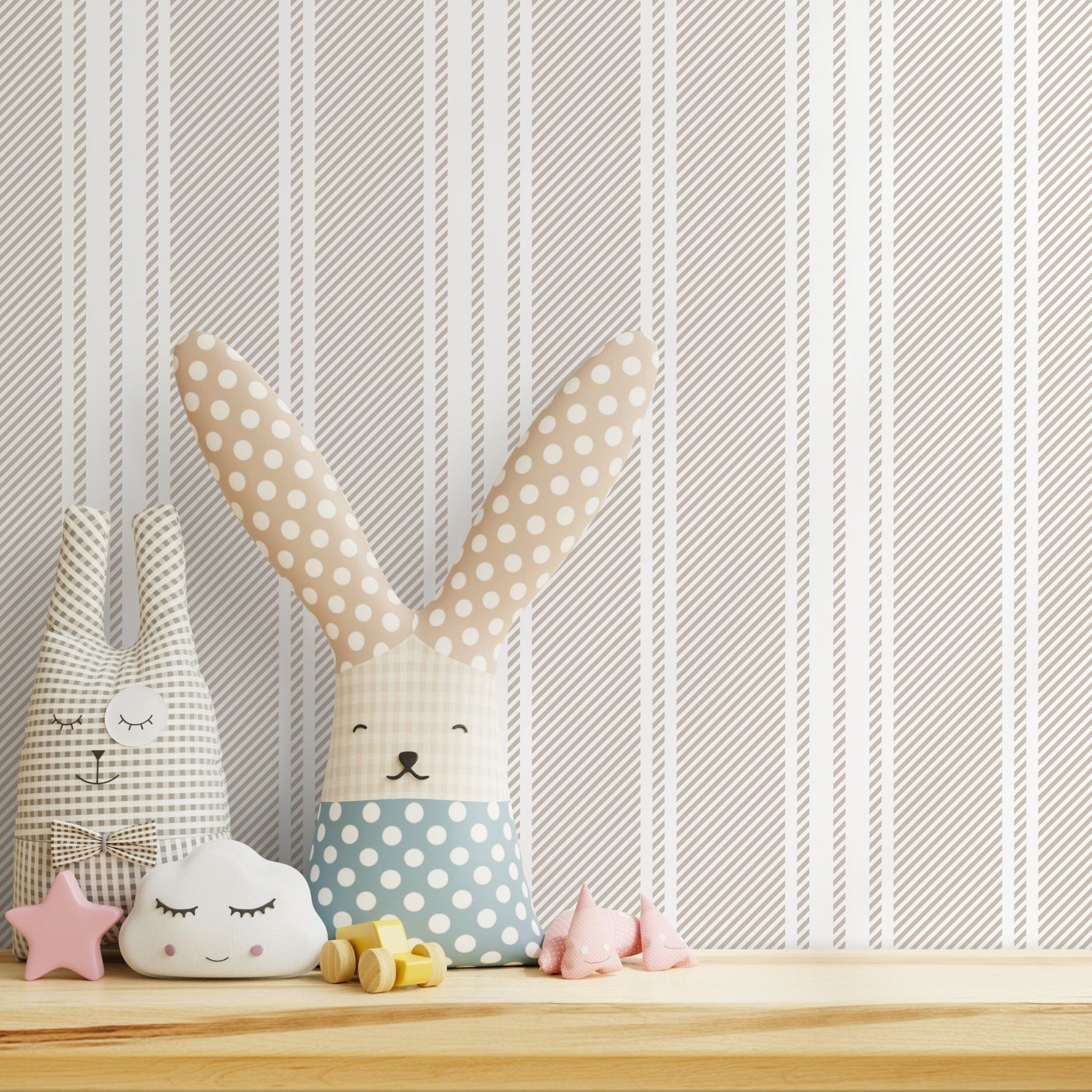 Neutral Striped Wallpaper Farmhouse Wallpaper Peel and Stick and Traditional Wallpaper - D782 - WallTrend