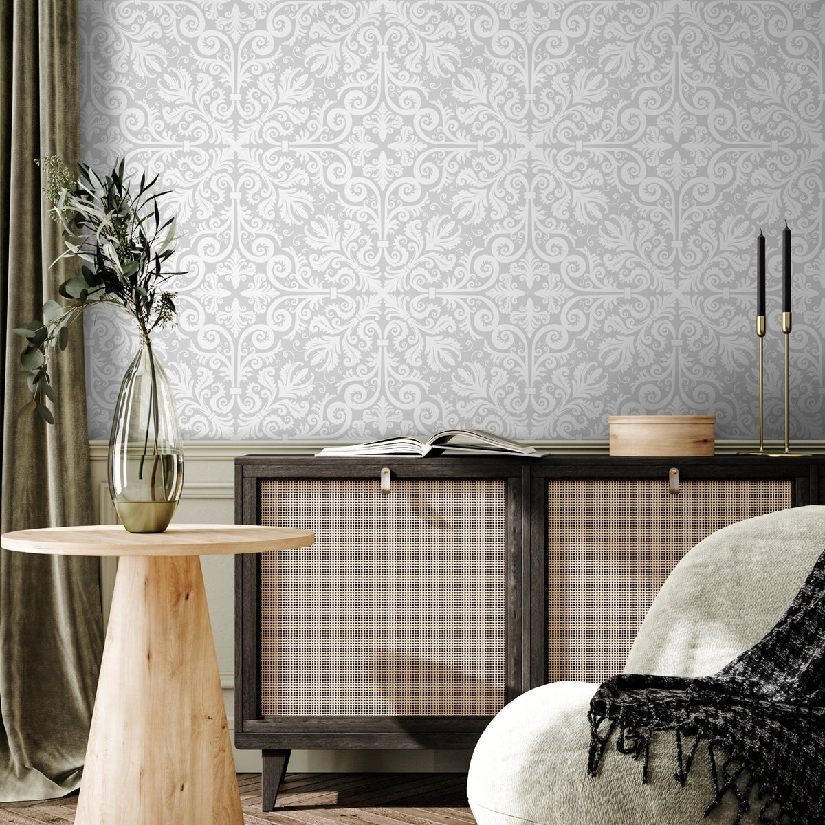 Neutral Vintage Wallpaper Victorian Wallpaper Peel and Stick and Traditional Wallpaper - A574 - WallTrend