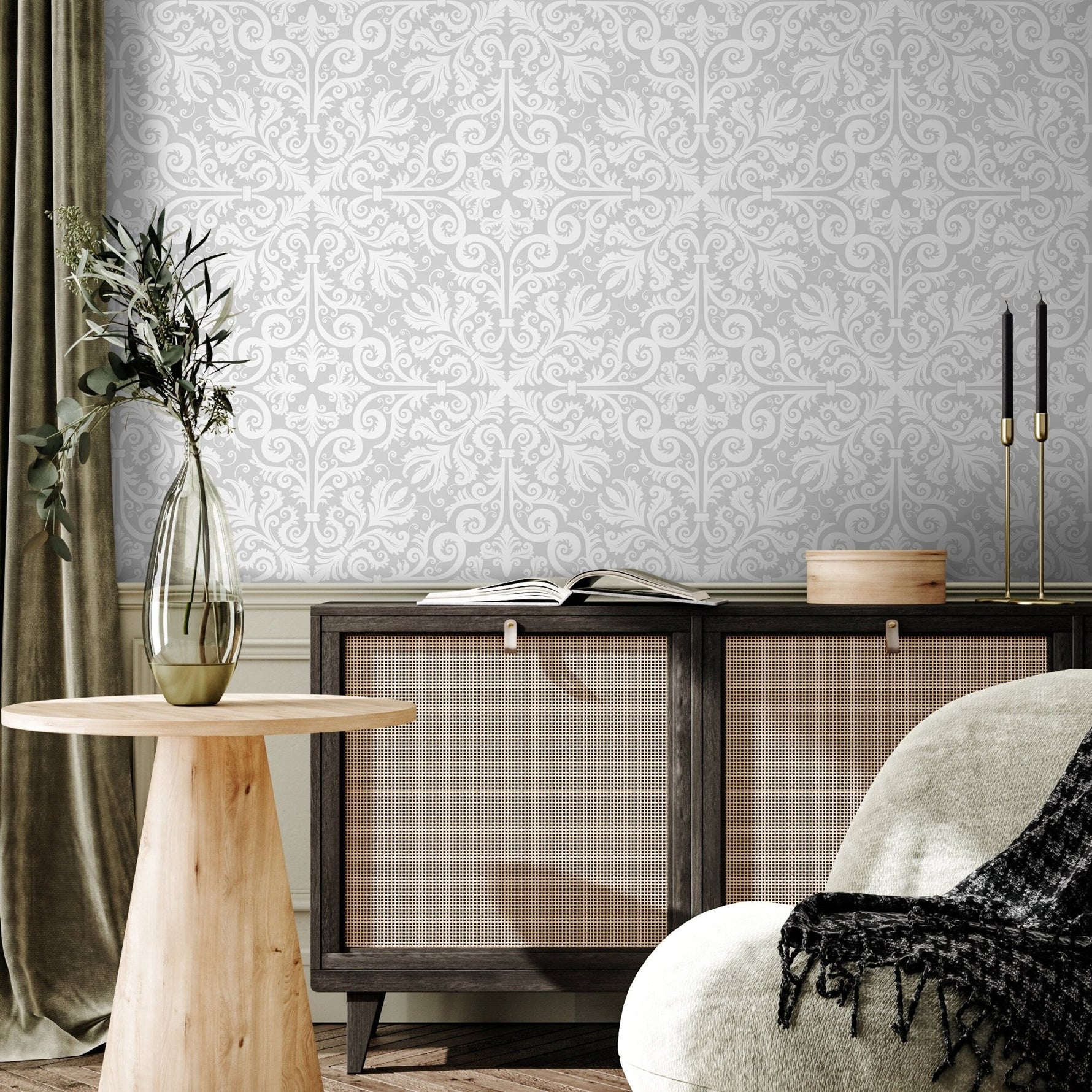 Neutral Vintage Wallpaper Victorian Wallpaper Peel and Stick and Traditional Wallpaper - A574 - WallTrend