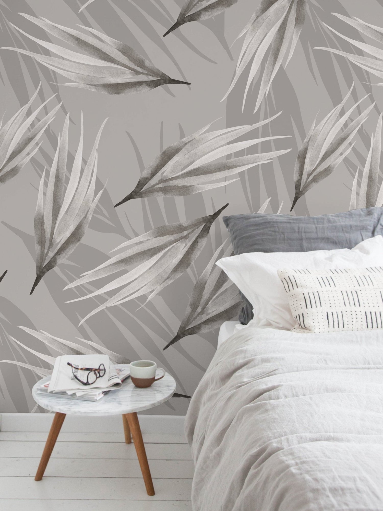 Neutral Watercolor Leaves Wallpaper - X018 - WallTrend