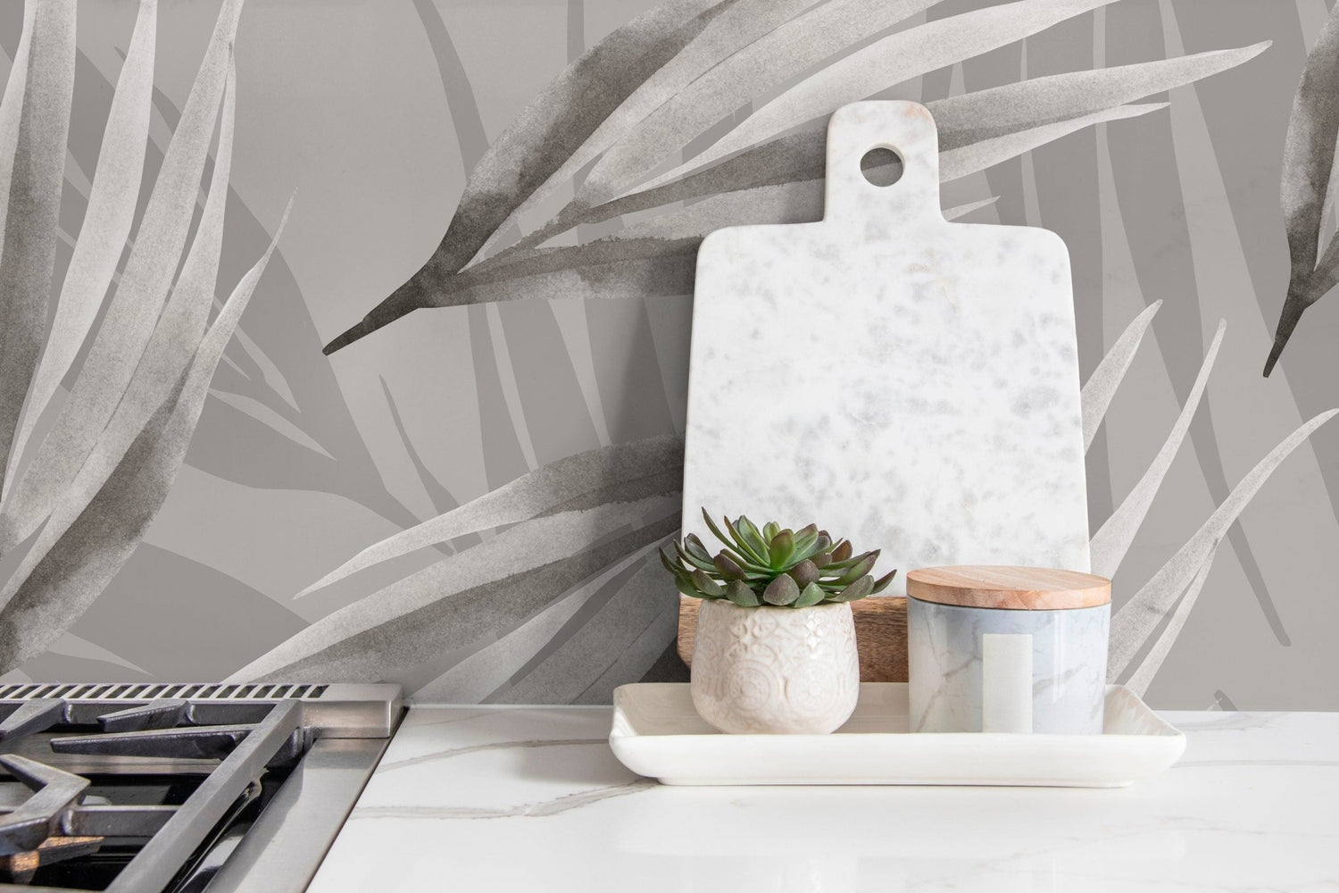 Neutral Watercolor Leaves Wallpaper - X018 - WallTrend