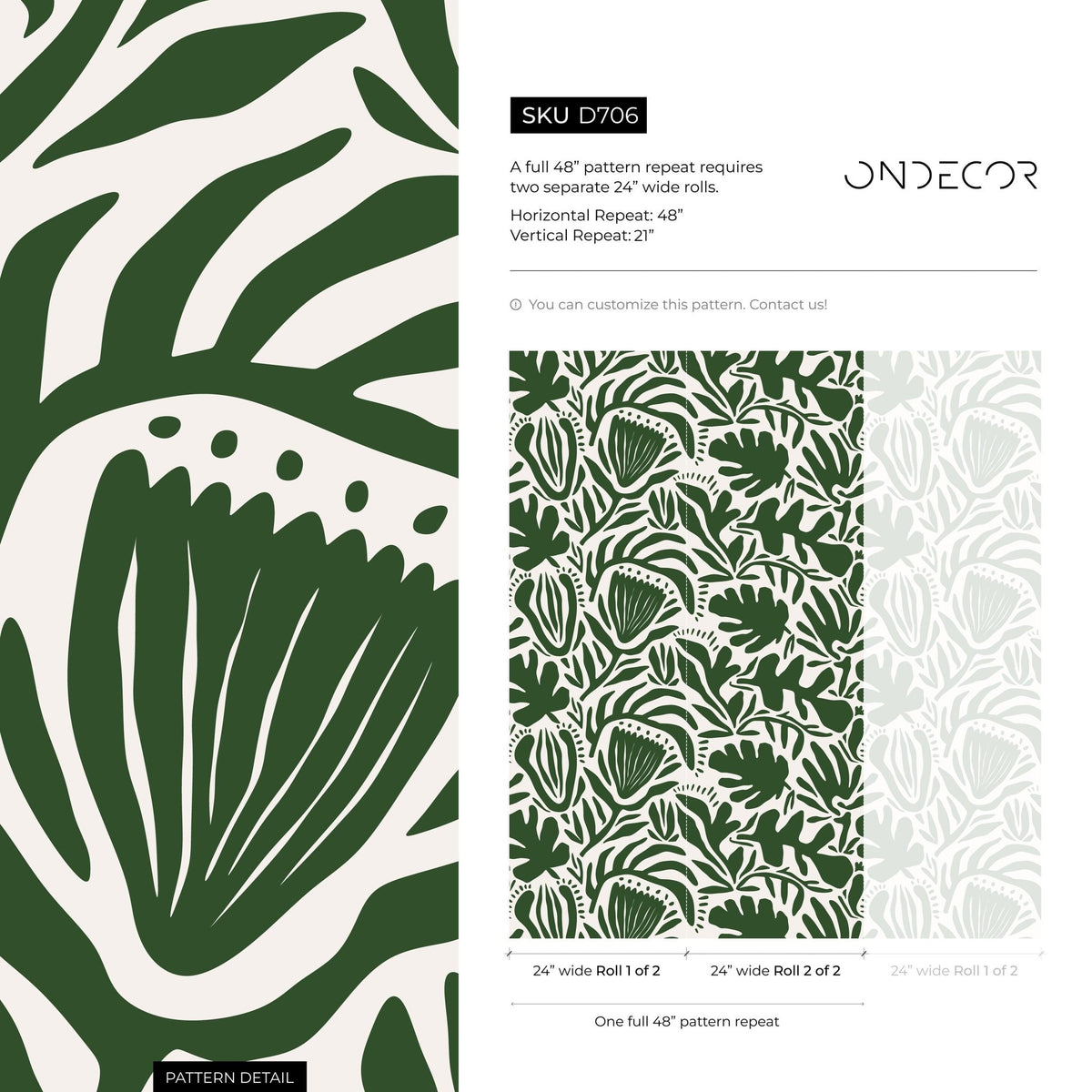 Olive Green Floral Wallpaper Abstract Wallpaper Peel and Stick and Traditional Wallpaper - D706 - WallTrend