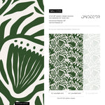 Olive Green Floral Wallpaper Abstract Wallpaper Peel and Stick and Traditional Wallpaper - D706 - WallTrend