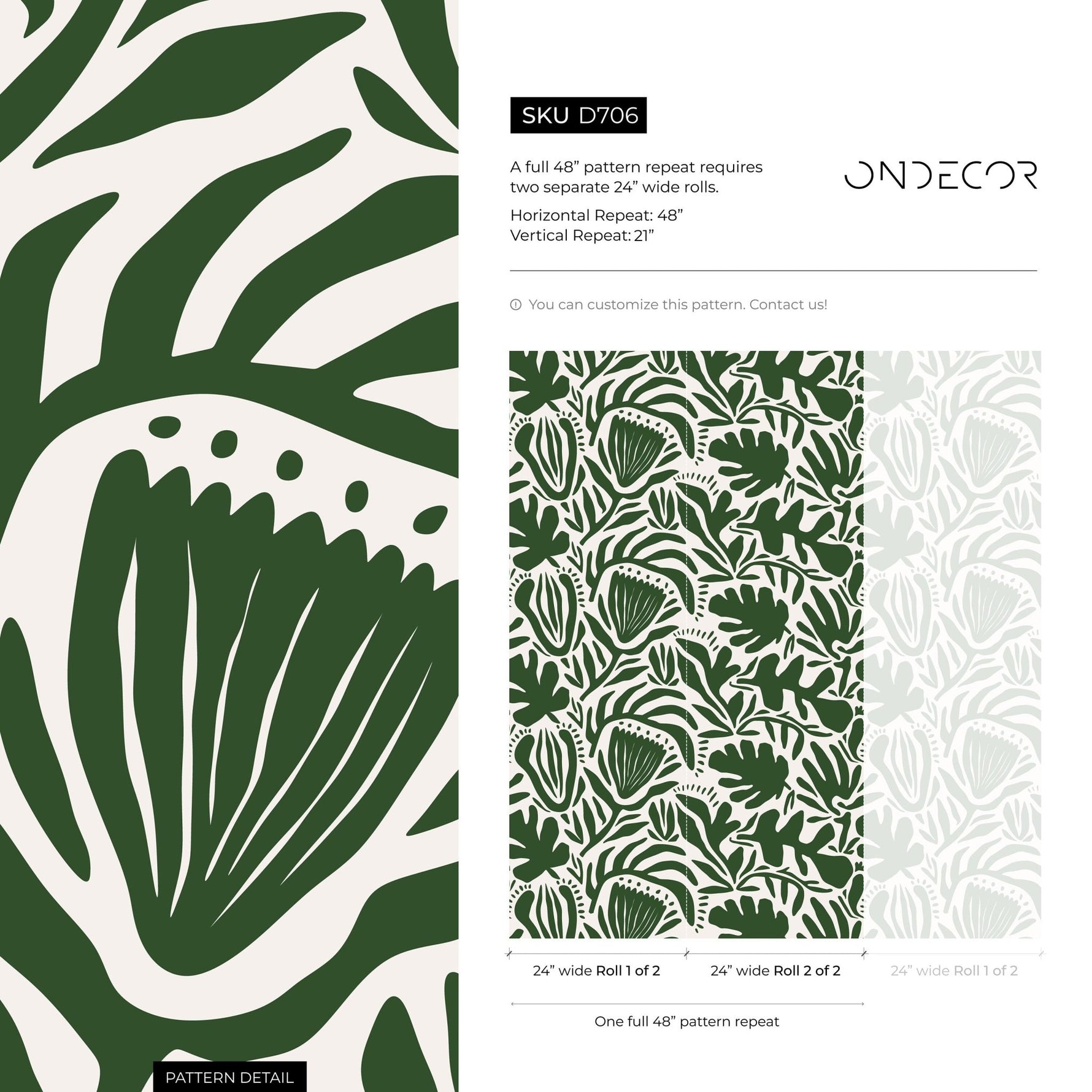 Olive Green Floral Wallpaper Abstract Wallpaper Peel and Stick and Traditional Wallpaper - D706 - WallTrend