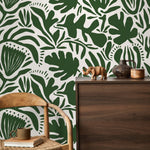 Olive Green Floral Wallpaper Abstract Wallpaper Peel and Stick and Traditional Wallpaper - D706 - WallTrend