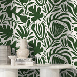 Olive Green Floral Wallpaper Abstract Wallpaper Peel and Stick and Traditional Wallpaper - D706 - WallTrend