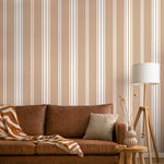 Orange Striped Wallpaper Farmhouse Wallpaper Peel and Stick and Traditional Wallpaper - D783 - WallTrend