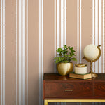 Orange Striped Wallpaper Farmhouse Wallpaper Peel and Stick and Traditional Wallpaper - D783 - WallTrend