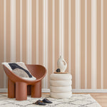 Orange Striped Wallpaper Farmhouse Wallpaper Peel and Stick and Traditional Wallpaper - D783 - WallTrend