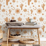 Orange Western Wallpaper Cute Boho Wallpaper Peel and Stick and Traditional Wallpaper - D827 - WallTrend