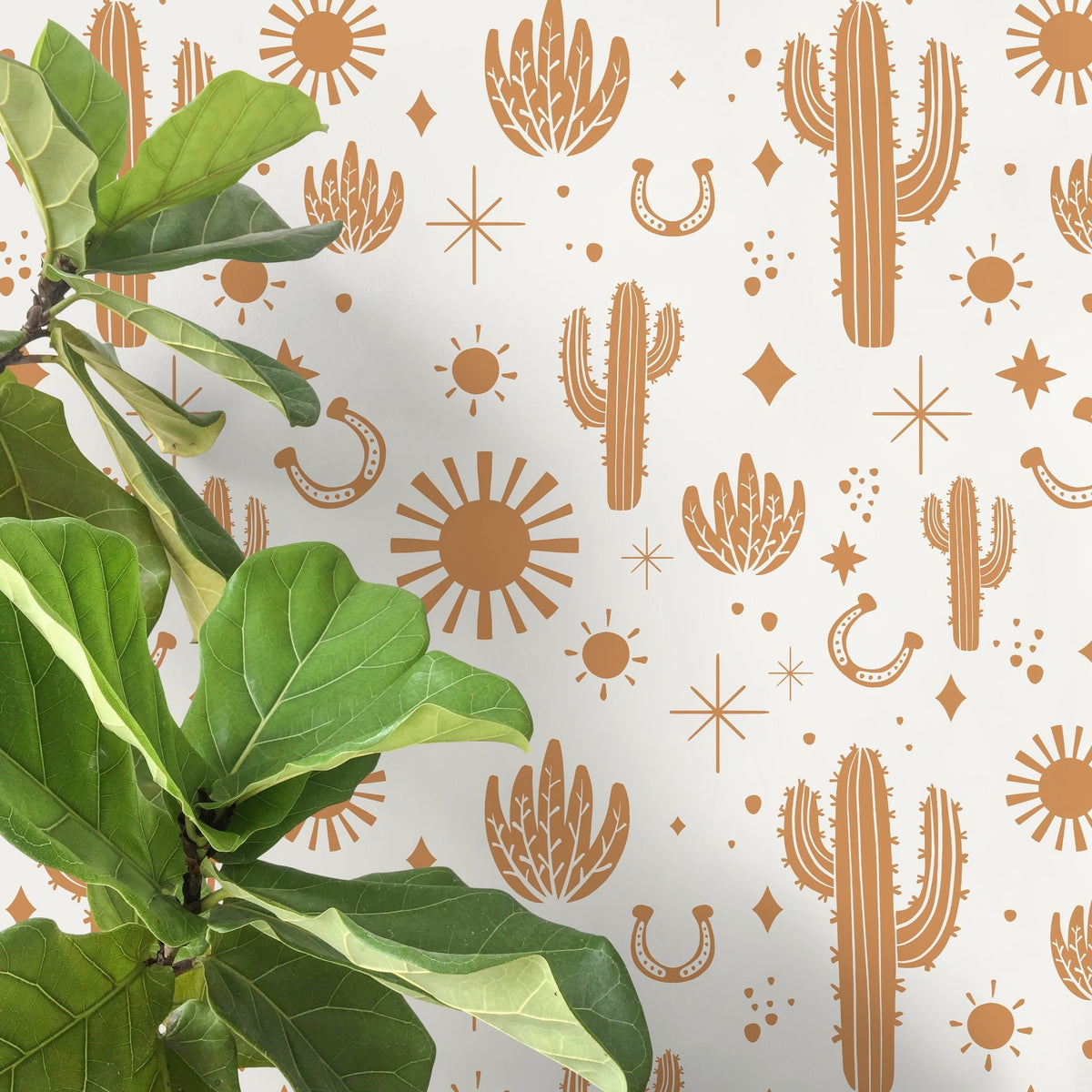 Orange Western Wallpaper Cute Boho Wallpaper Peel and Stick and Traditional Wallpaper - D827 - WallTrend