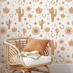Orange Western Wallpaper Cute Boho Wallpaper Peel and Stick and Traditional Wallpaper - D827 - WallTrend