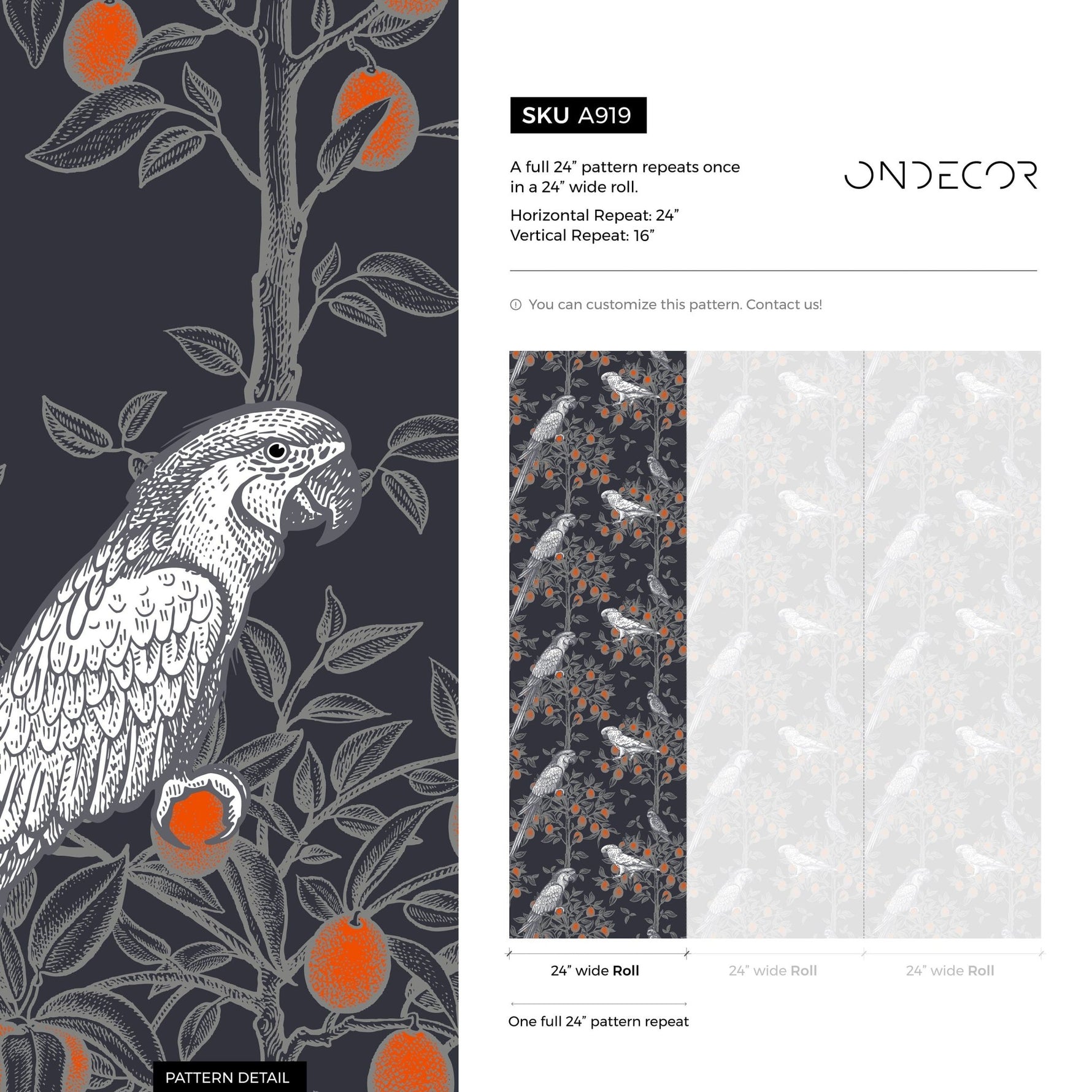 Orchard Parrot Wallpaper - A919 - WallTrend