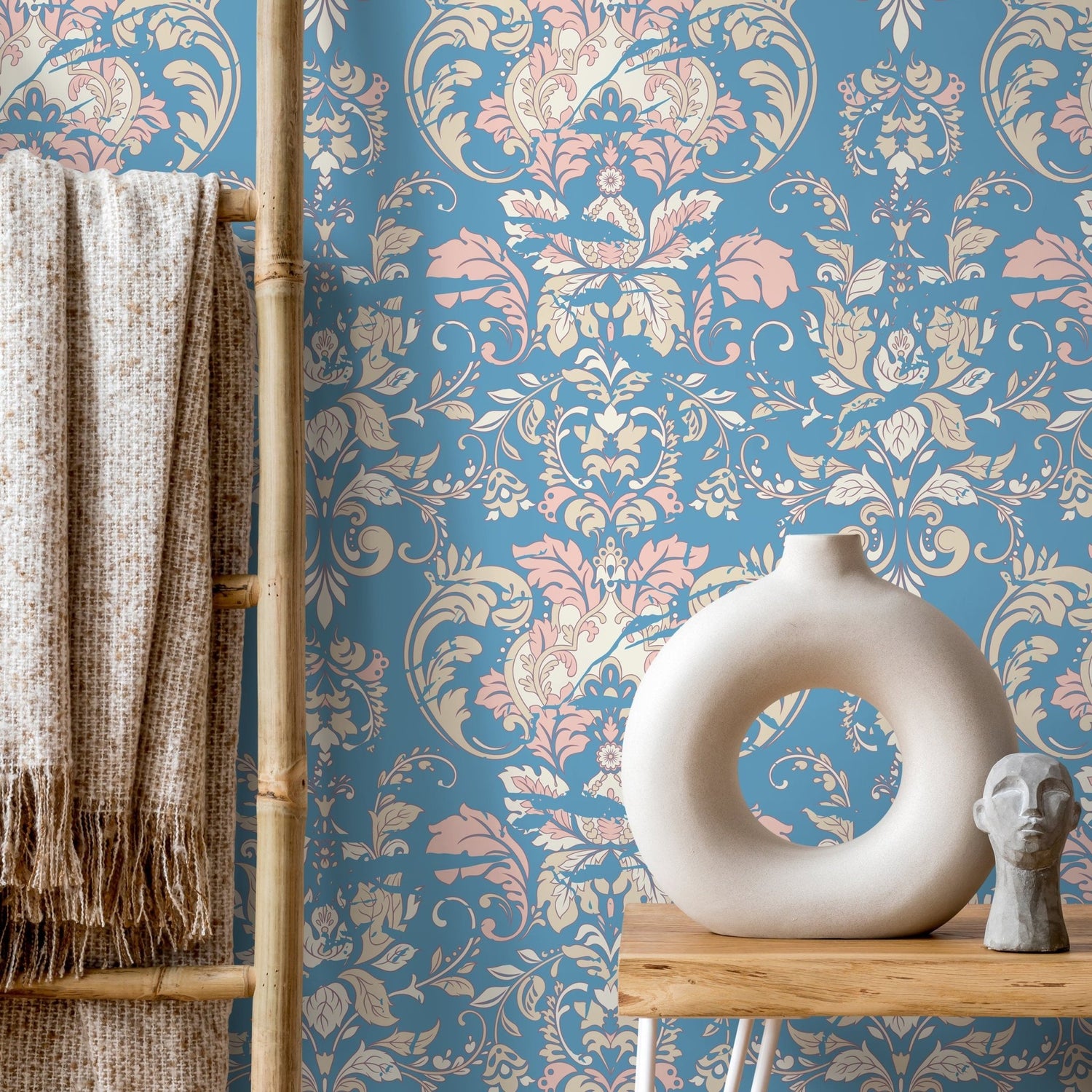 Ornamental Flowers Wallpaper - Removable Wallpaper Peel and Stick Wallpaper Wall Paper - C284 - WallTrend