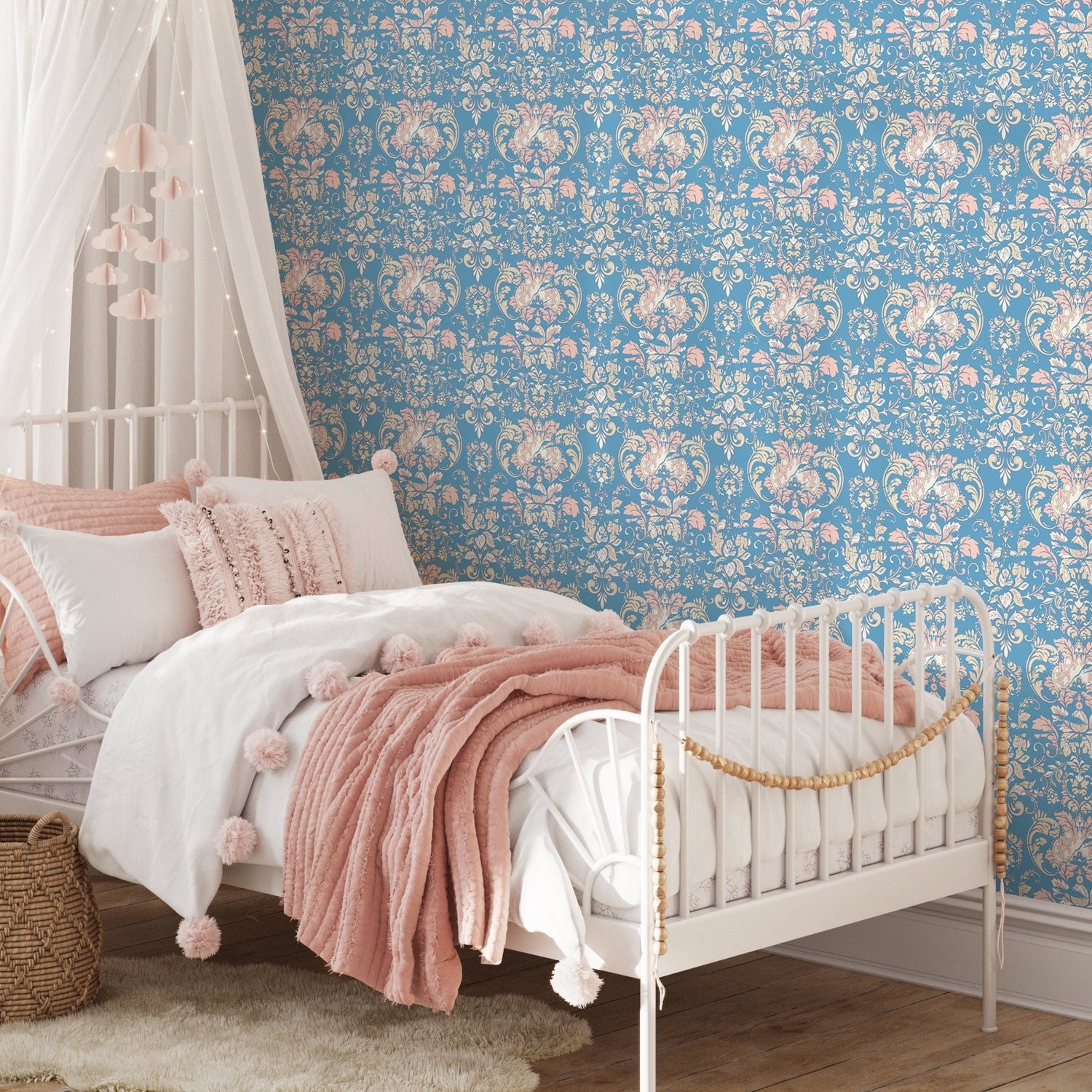 Ornamental Flowers Wallpaper - Removable Wallpaper Peel and Stick Wallpaper Wall Paper - C284 - WallTrend
