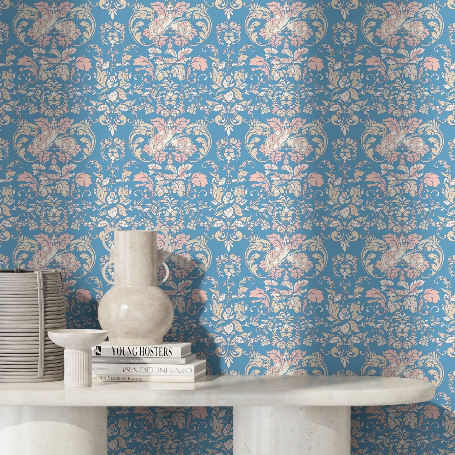 Ornamental Flowers Wallpaper - Removable Wallpaper Peel and Stick Wallpaper Wall Paper - C284 - WallTrend