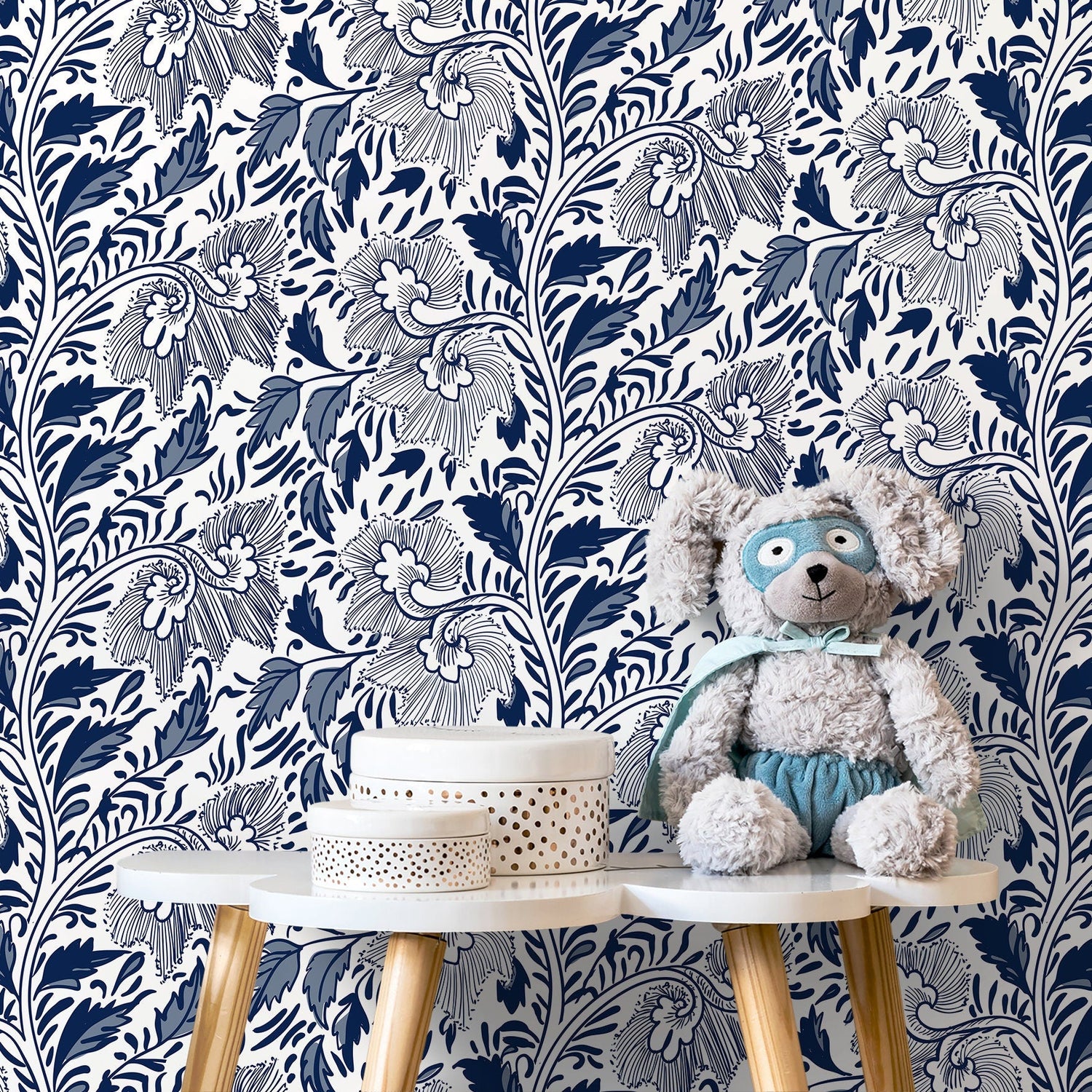 Ornamental Flowers Wallpaper - Removable Wallpaper Peel and Stick Wallpaper Wall Paper - C293 - WallTrend