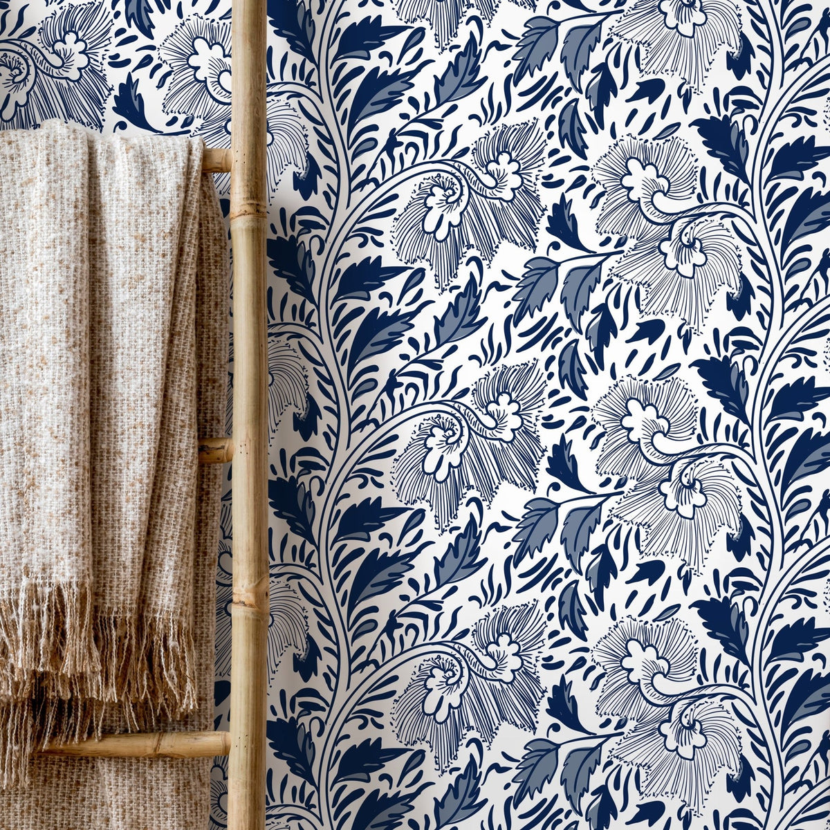 Ornamental Flowers Wallpaper - Removable Wallpaper Peel and Stick Wallpaper Wall Paper - C293 - WallTrend