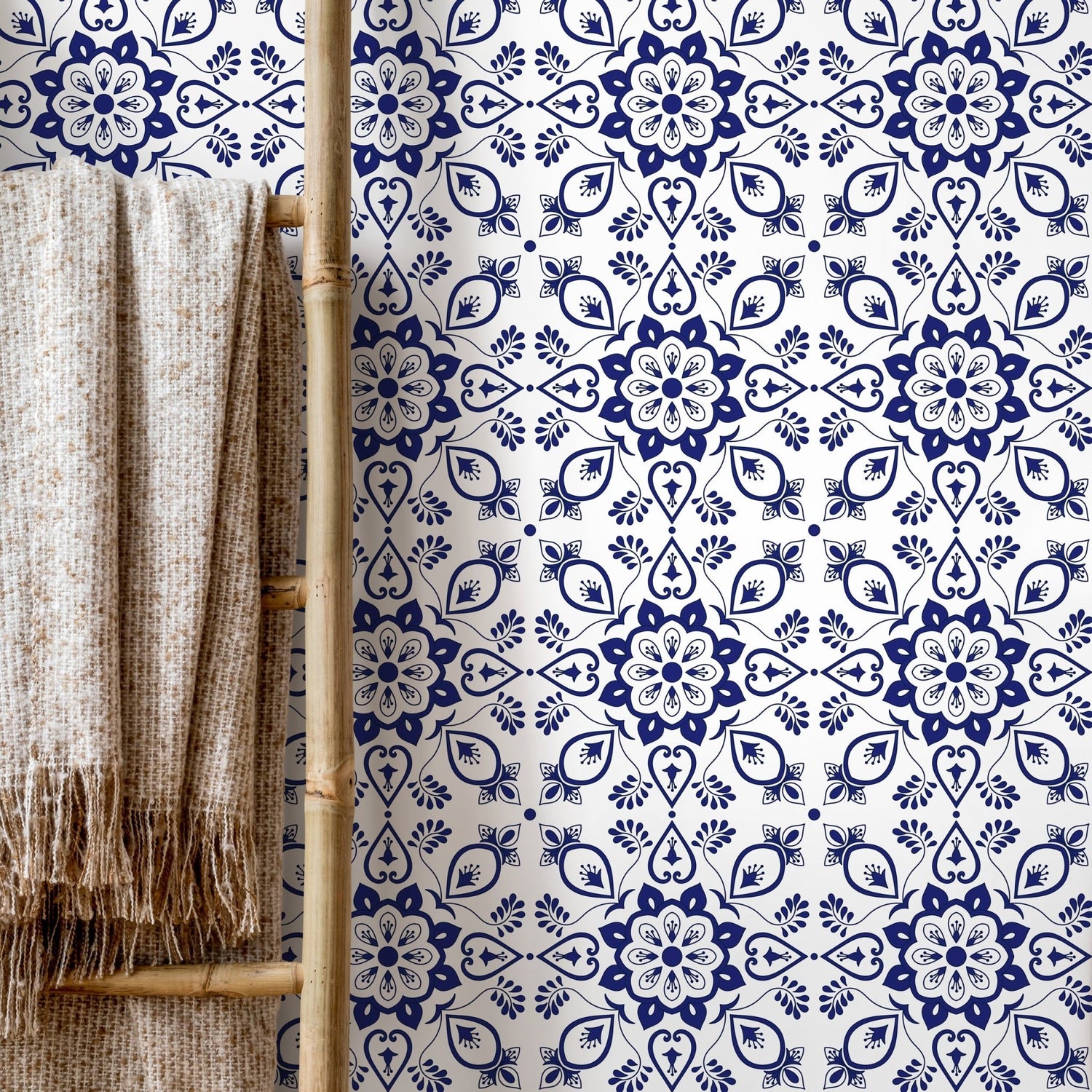 Ornamental Flowers Wallpaper - Removable Wallpaper Peel and Stick Wallpaper Wall Paper - C299 - WallTrend
