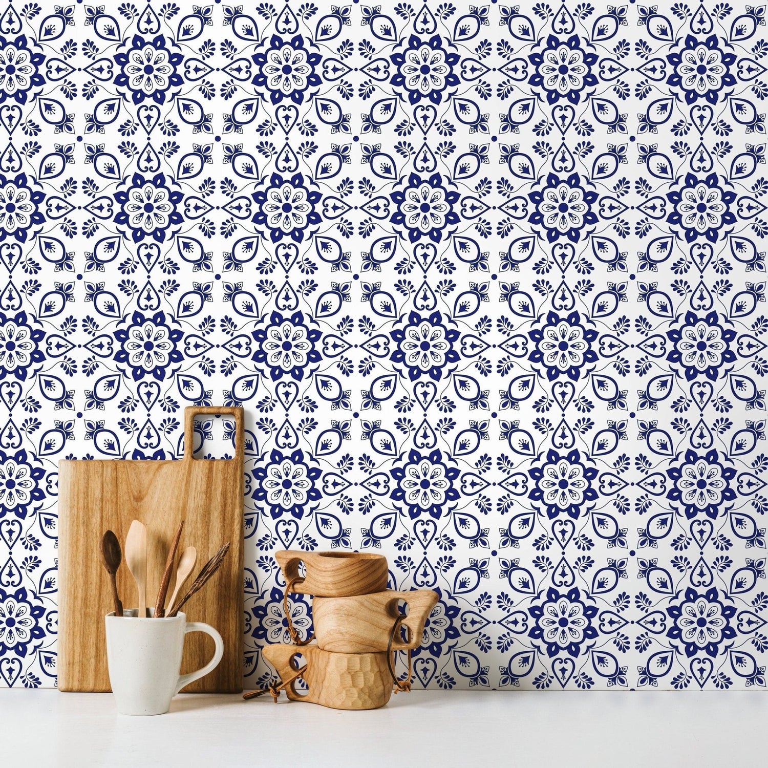 Ornamental Flowers Wallpaper - Removable Wallpaper Peel and Stick Wallpaper Wall Paper - C299 - WallTrend