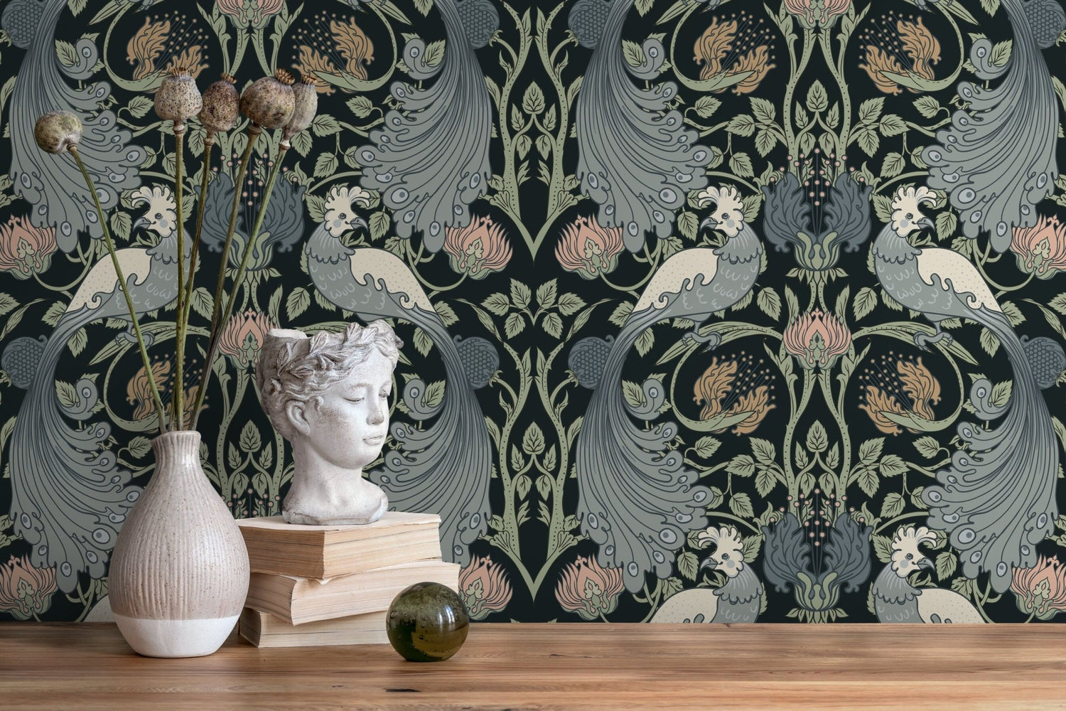 Ornate Art Nouveau Wallpaper - D004 - WallTrend