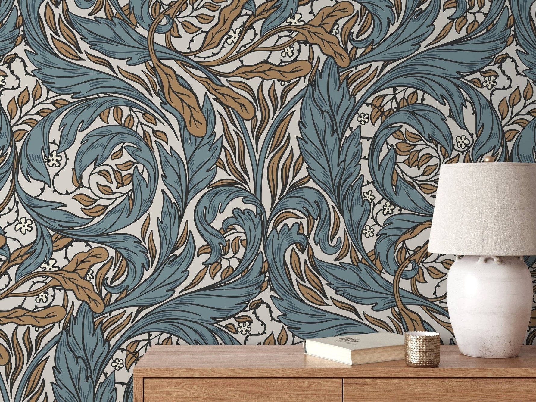 Ornate Baroque Swirls Wallpaper - D489 - WallTrend