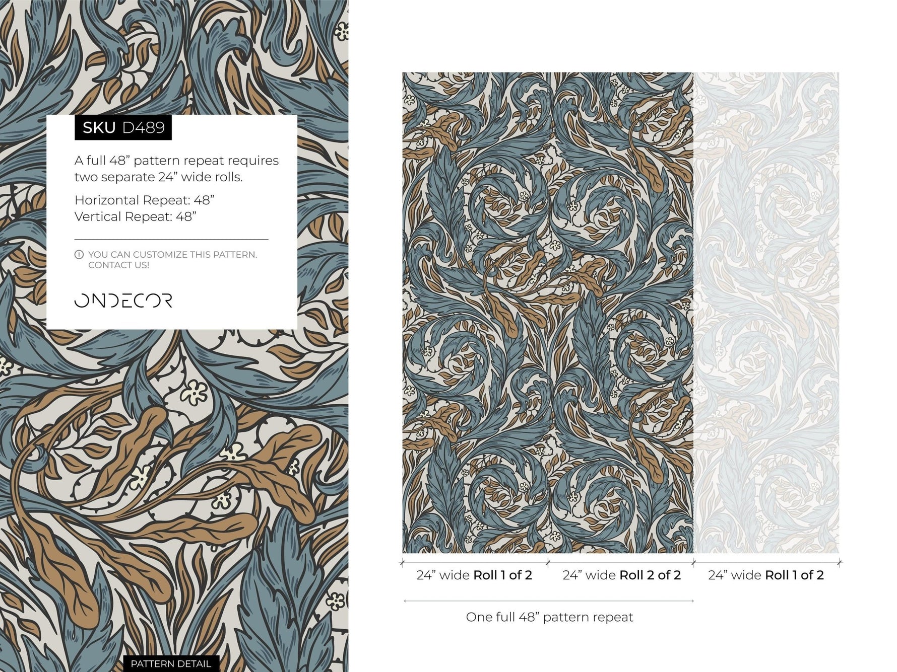 Ornate Baroque Swirls Wallpaper - D489 - WallTrend