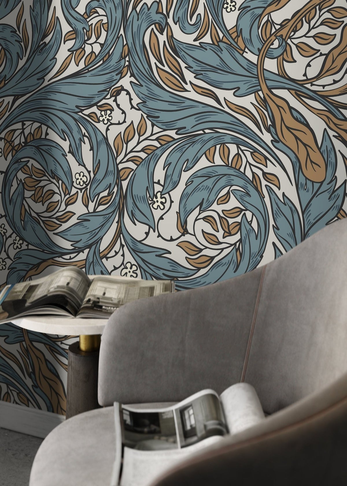 Ornate Baroque Swirls Wallpaper - D489 - WallTrend