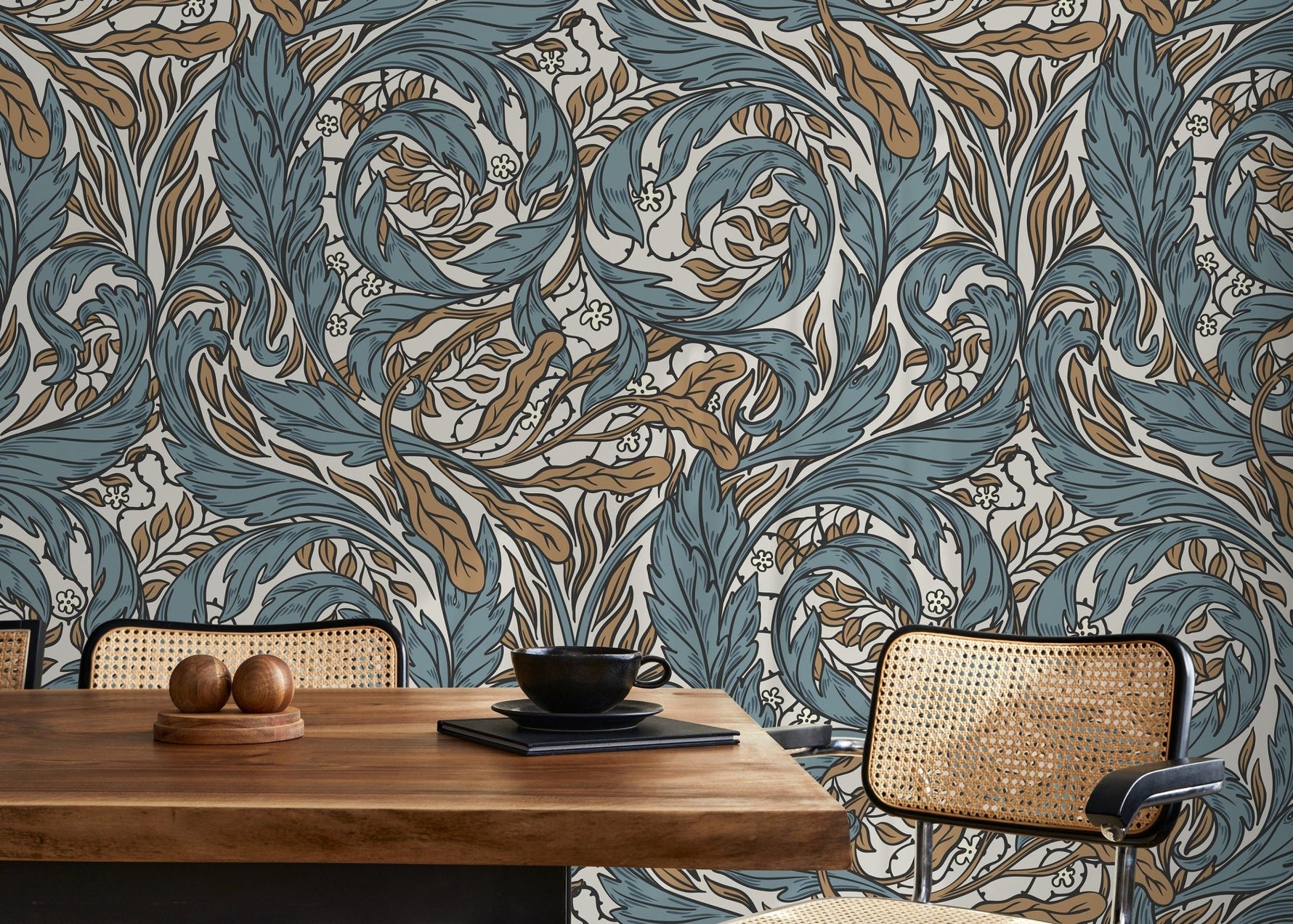 Ornate Baroque Swirls Wallpaper - D489 - WallTrend