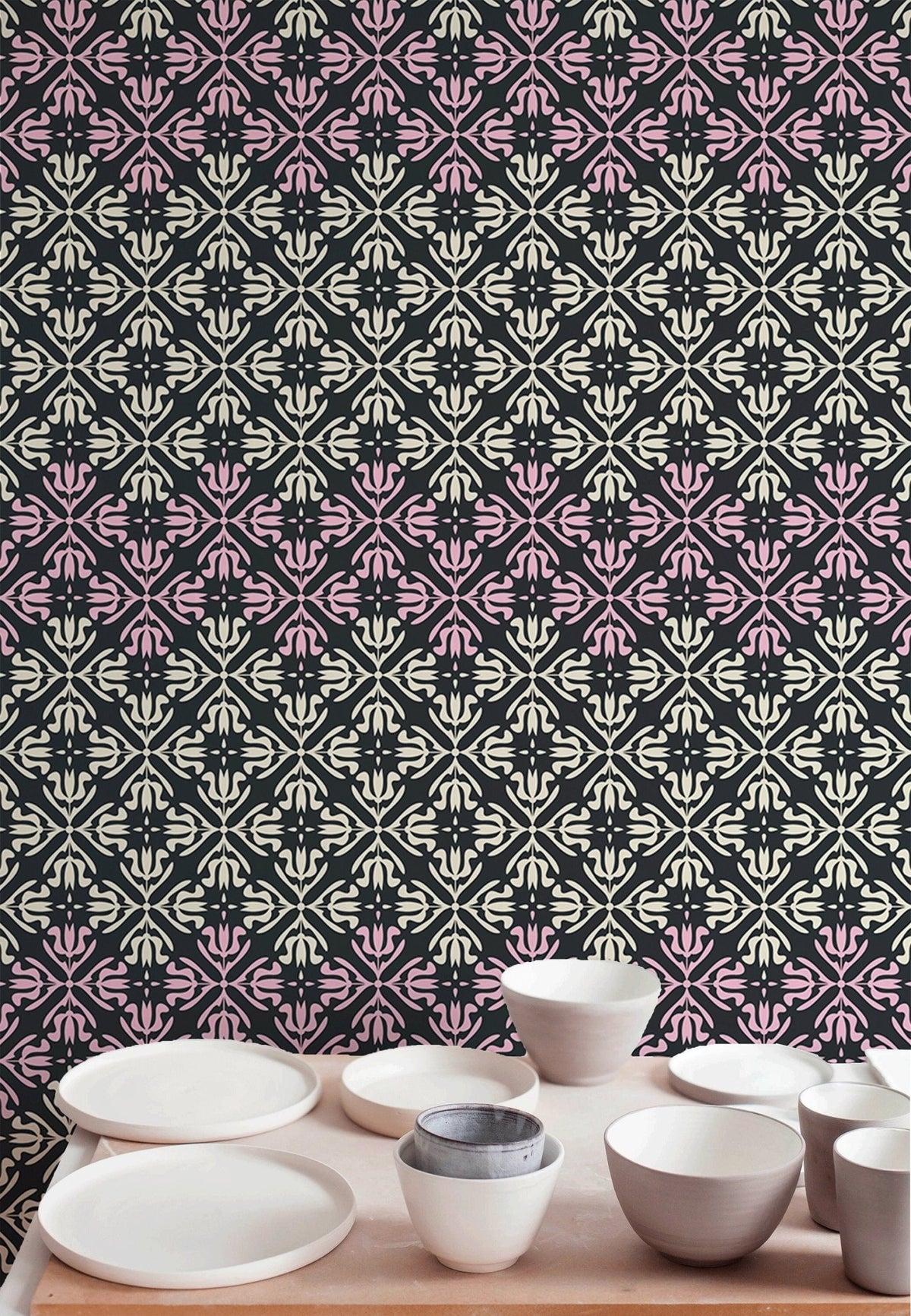 Ornate Damask Wallpaper - B389 - WallTrend