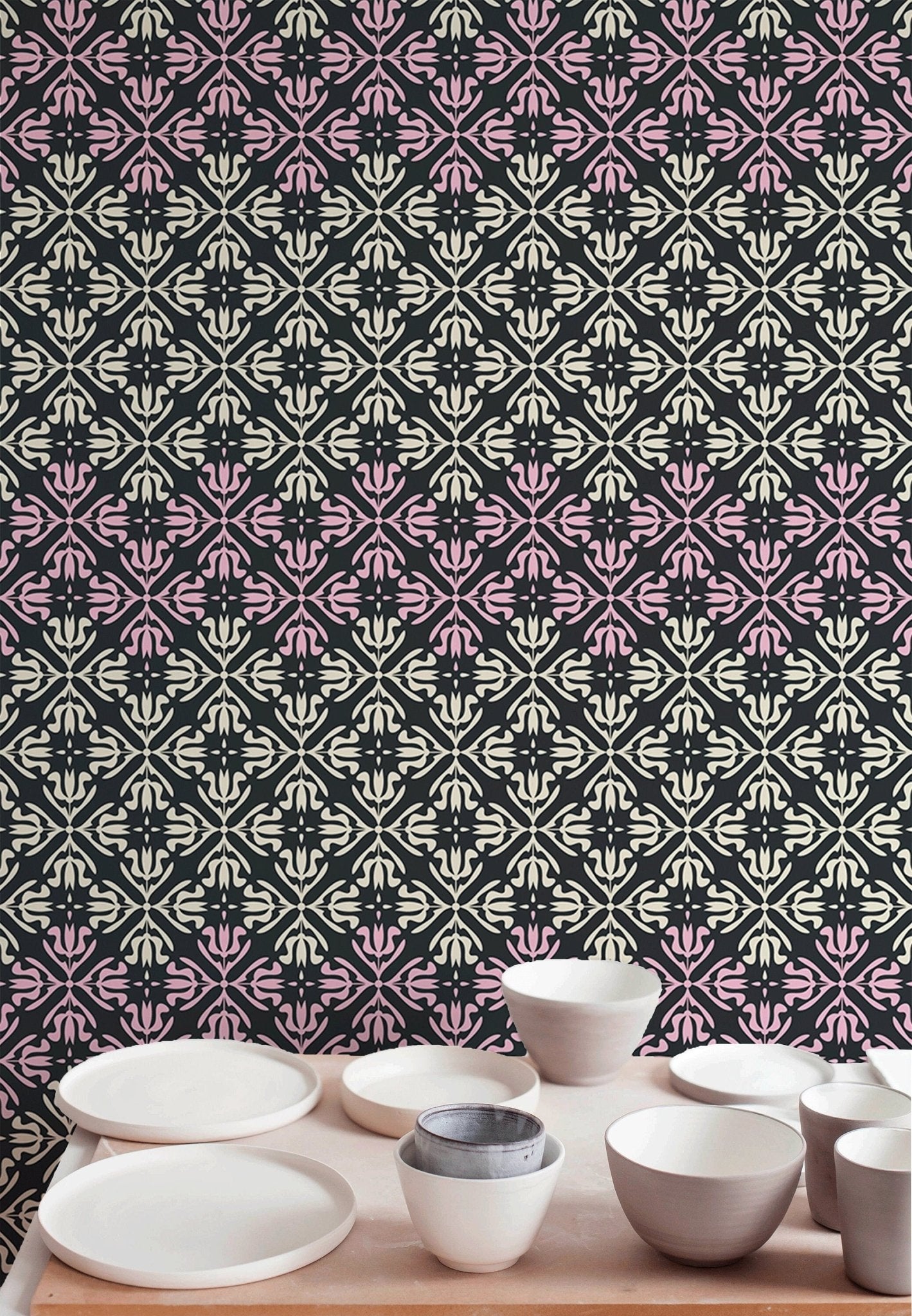 Ornate Damask Wallpaper - B389 - WallTrend