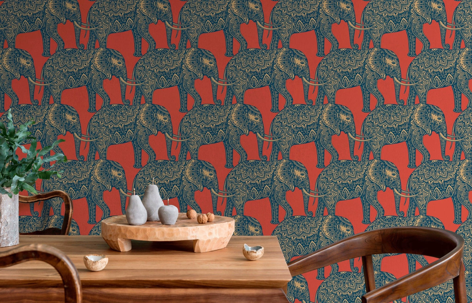 Ornate Elephant Parade Wallpaper - B347 - WallTrend