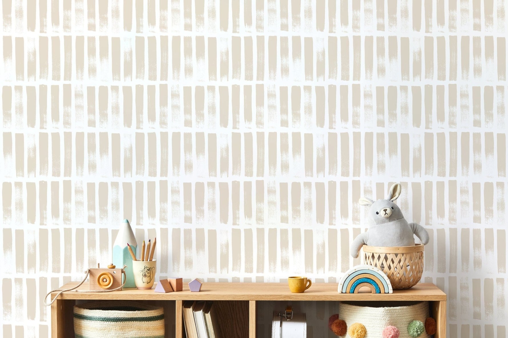 Paint Brush Dotted in Sand Wallpaper Abstract Removable and Repositionable Peel and Stick or Traditional Pre - pasted Wallpaper - ZADF - WallTrend