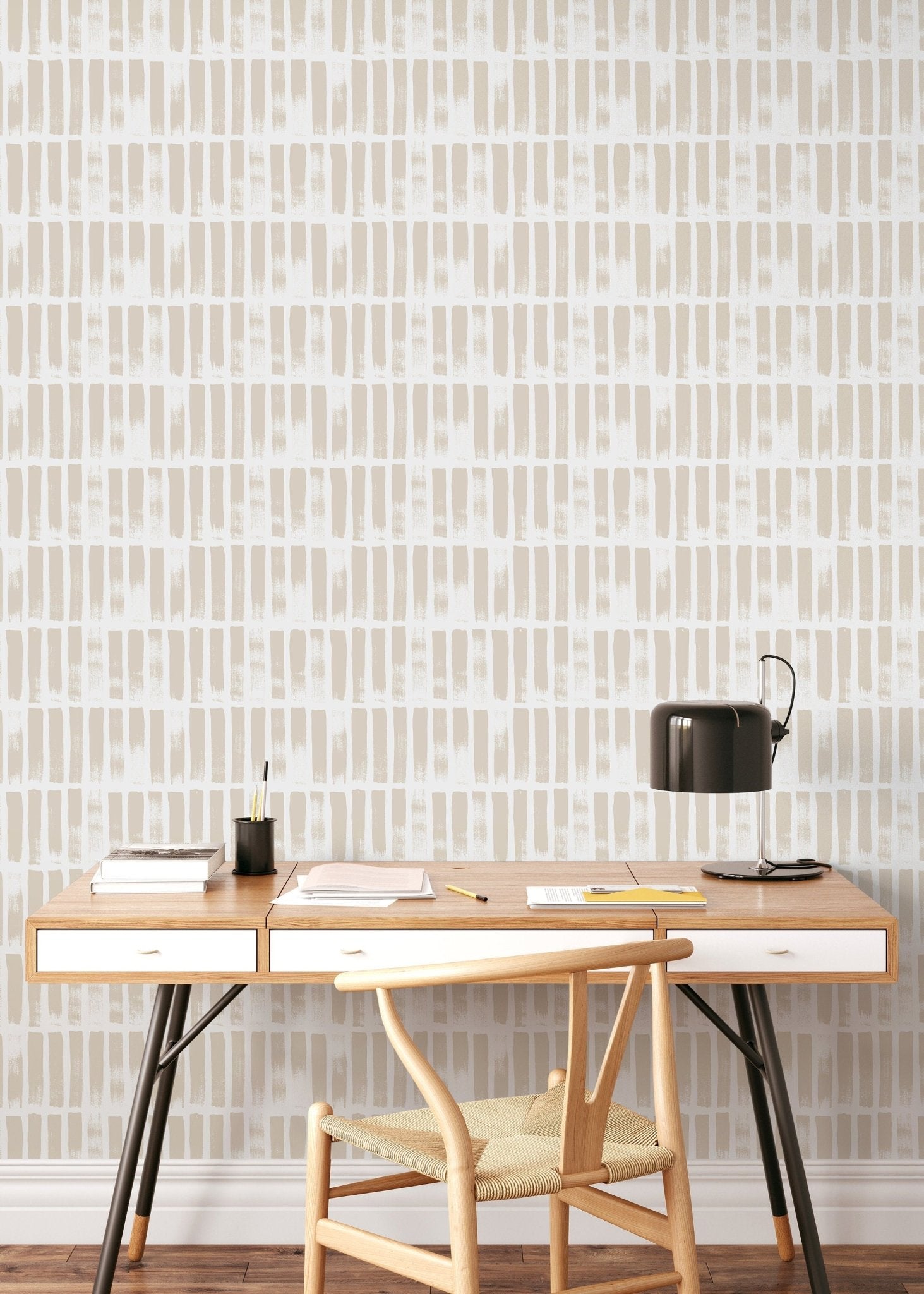 Paint Brush Dotted in Sand Wallpaper Abstract Removable and Repositionable Peel and Stick or Traditional Pre - pasted Wallpaper - ZADF - WallTrend