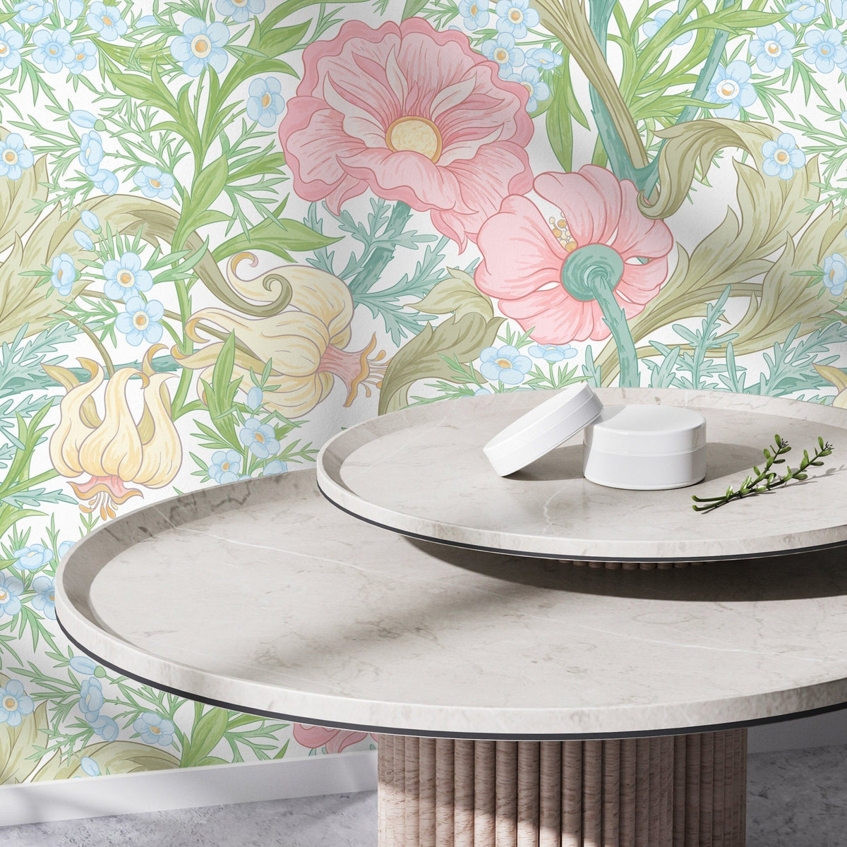 Pastel Floral Harmony Wallpaper - C409 - WallTrend